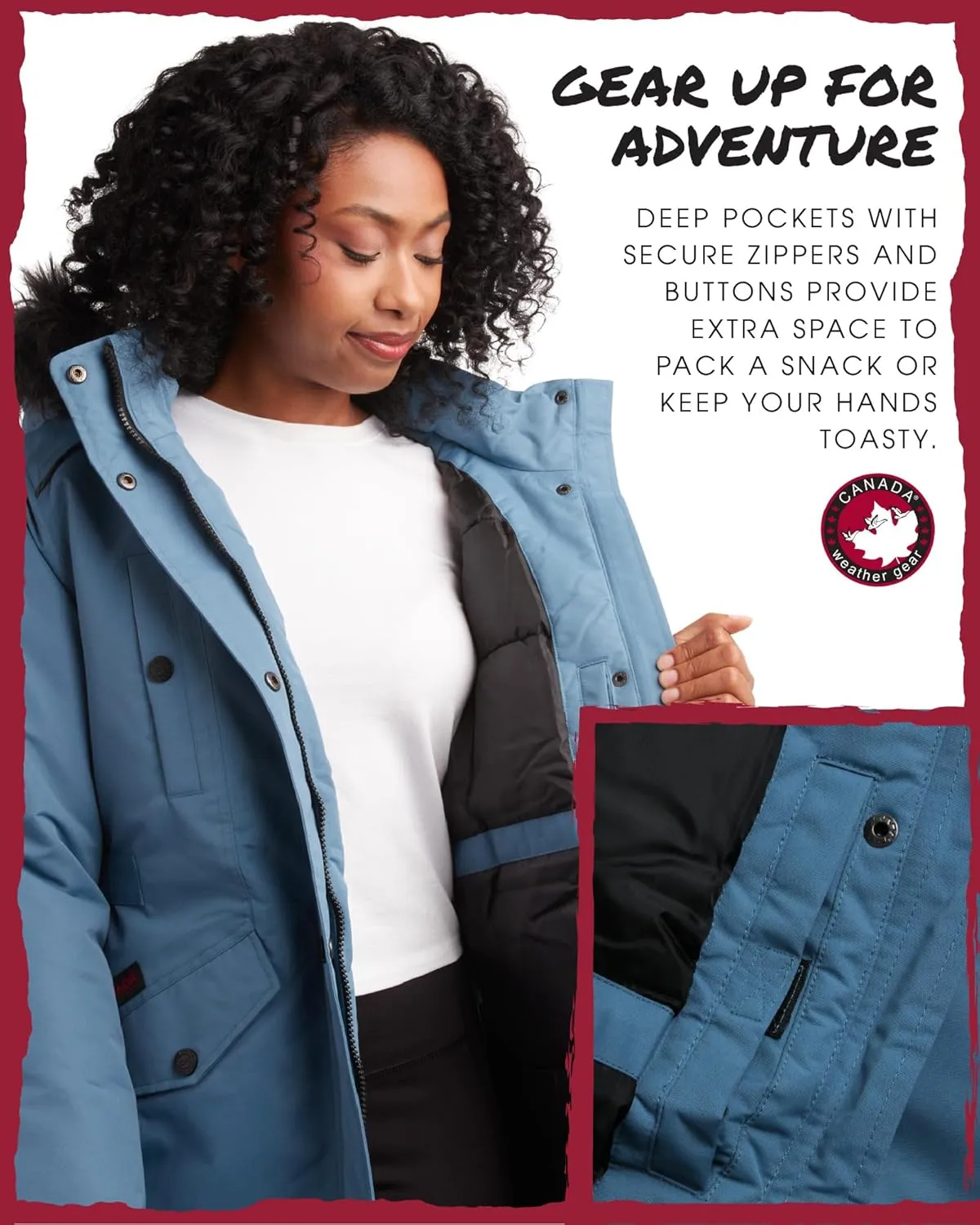 CANADA WEATHER GEAR Women's Winter Coat - Stadium Parka Jacket, Fur Trim Hood (S-XL)