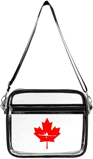 Canadian Kayaking Canada Large Clear Stadium Bag Clear Mini Messenger Bags with 2 Compartments Crossbody Bag