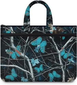 Canvas Document Bag Document Pouch with Zipper Large Double Pockets File Bag with Handle Portable Briefcase Canvas Tote Bag
