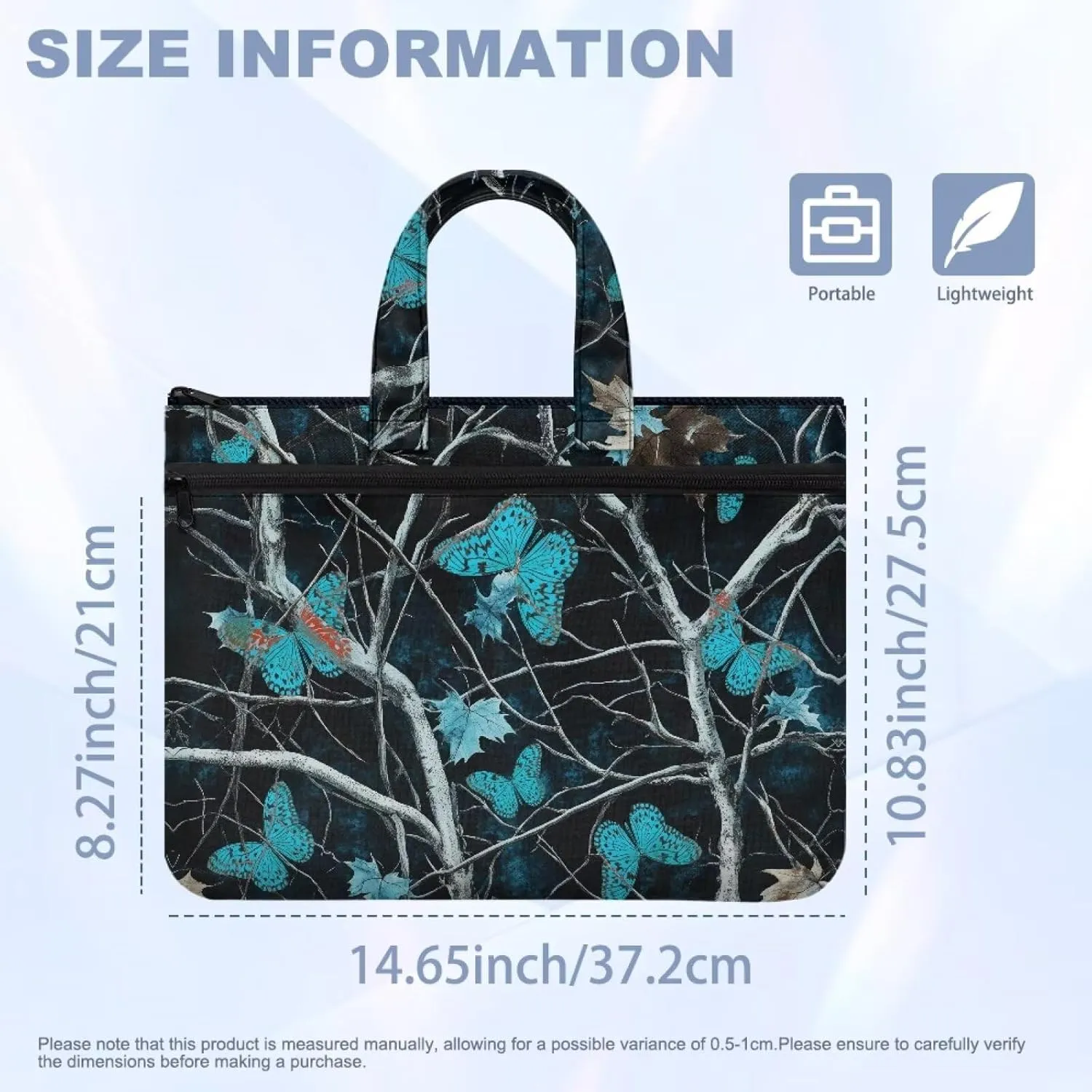 Canvas Document Bag Document Pouch with Zipper Large Double Pockets File Bag with Handle Portable Briefcase Canvas Tote Bag
