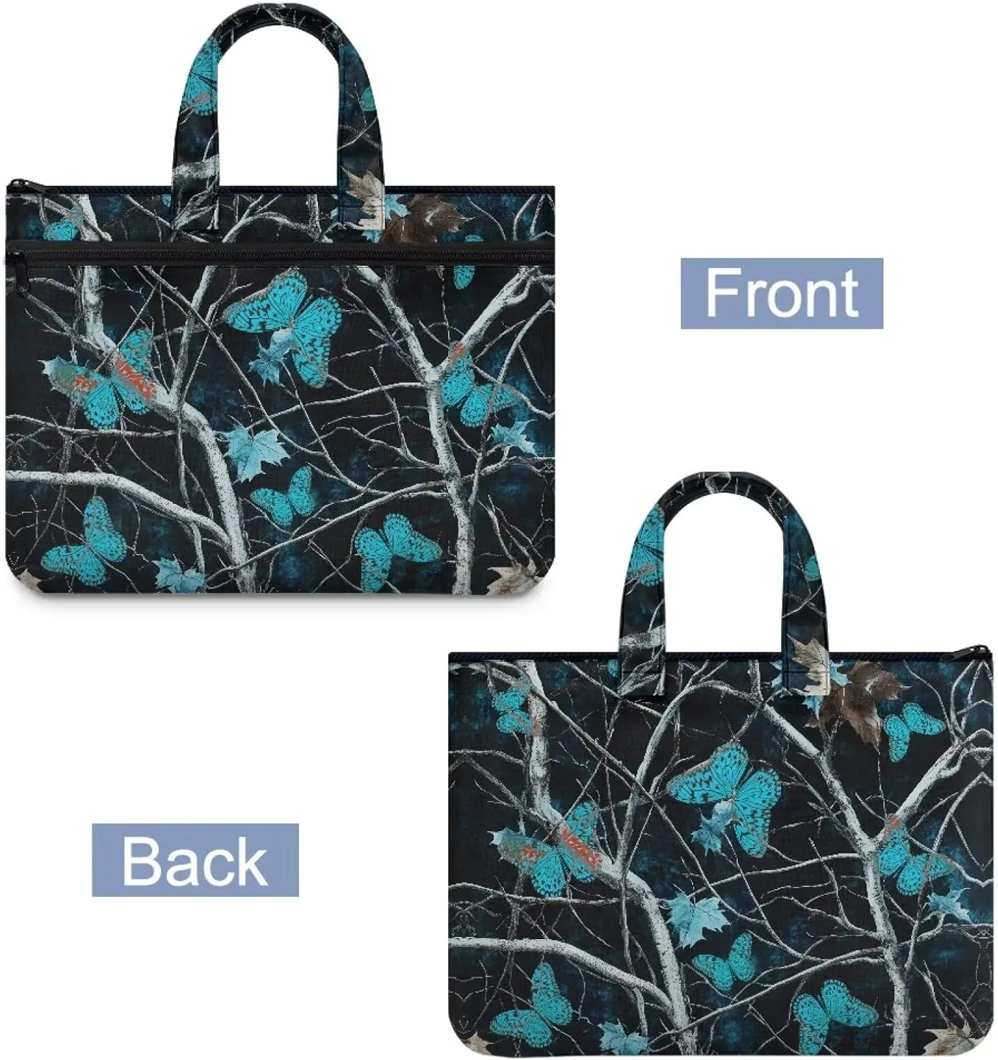 Canvas Document Bag Document Pouch with Zipper Large Double Pockets File Bag with Handle Portable Briefcase Canvas Tote Bag