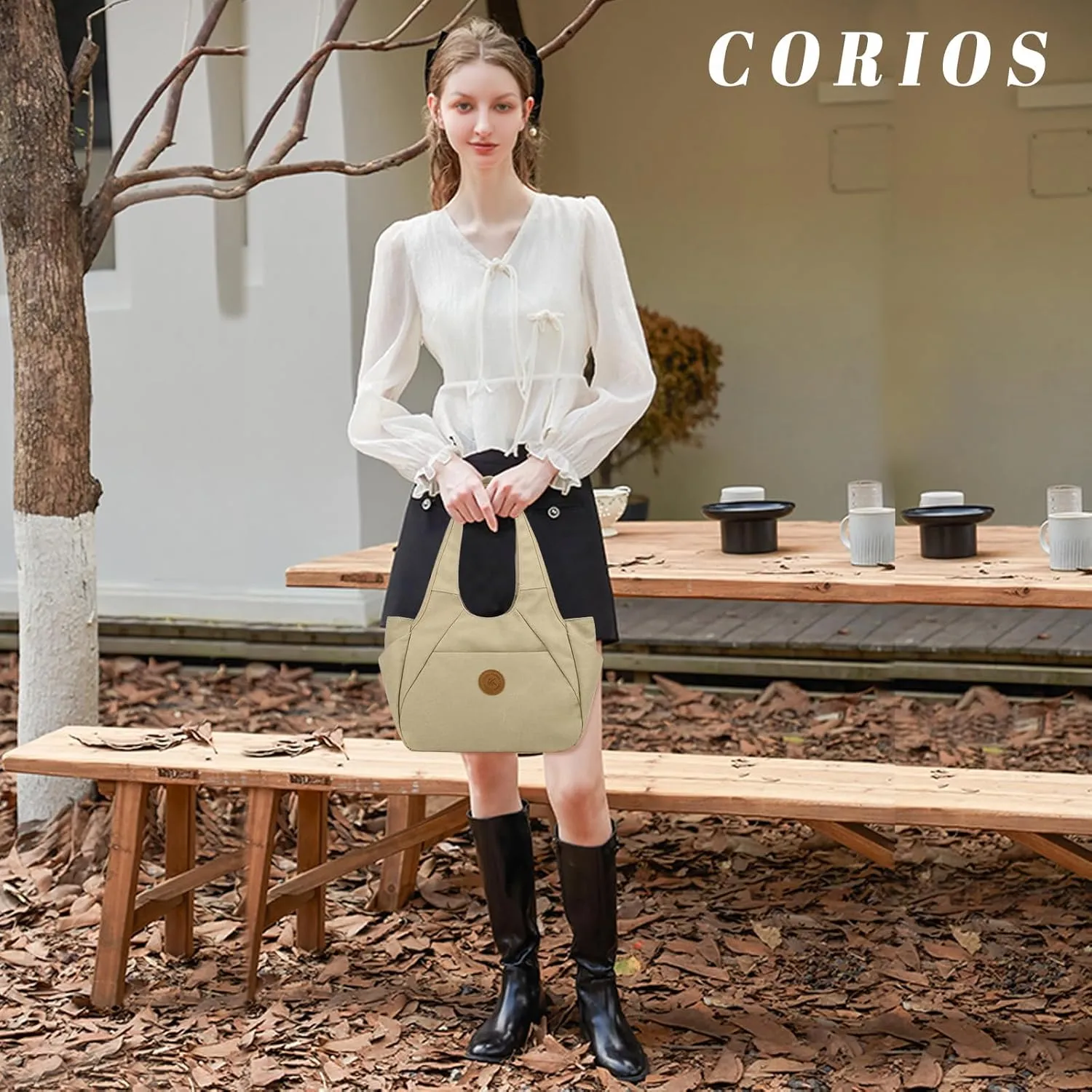 Canvas Handbag Women Shoulder Bag Multi-Pockets Top Handle Bag Large Capacity Tote Bag Clutch Bag Casual Hobo Bag