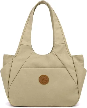 Canvas Handbag Women Shoulder Bag Multi-Pockets Top Handle Bag Large Capacity Tote Bag Clutch Bag Casual Hobo Bag
