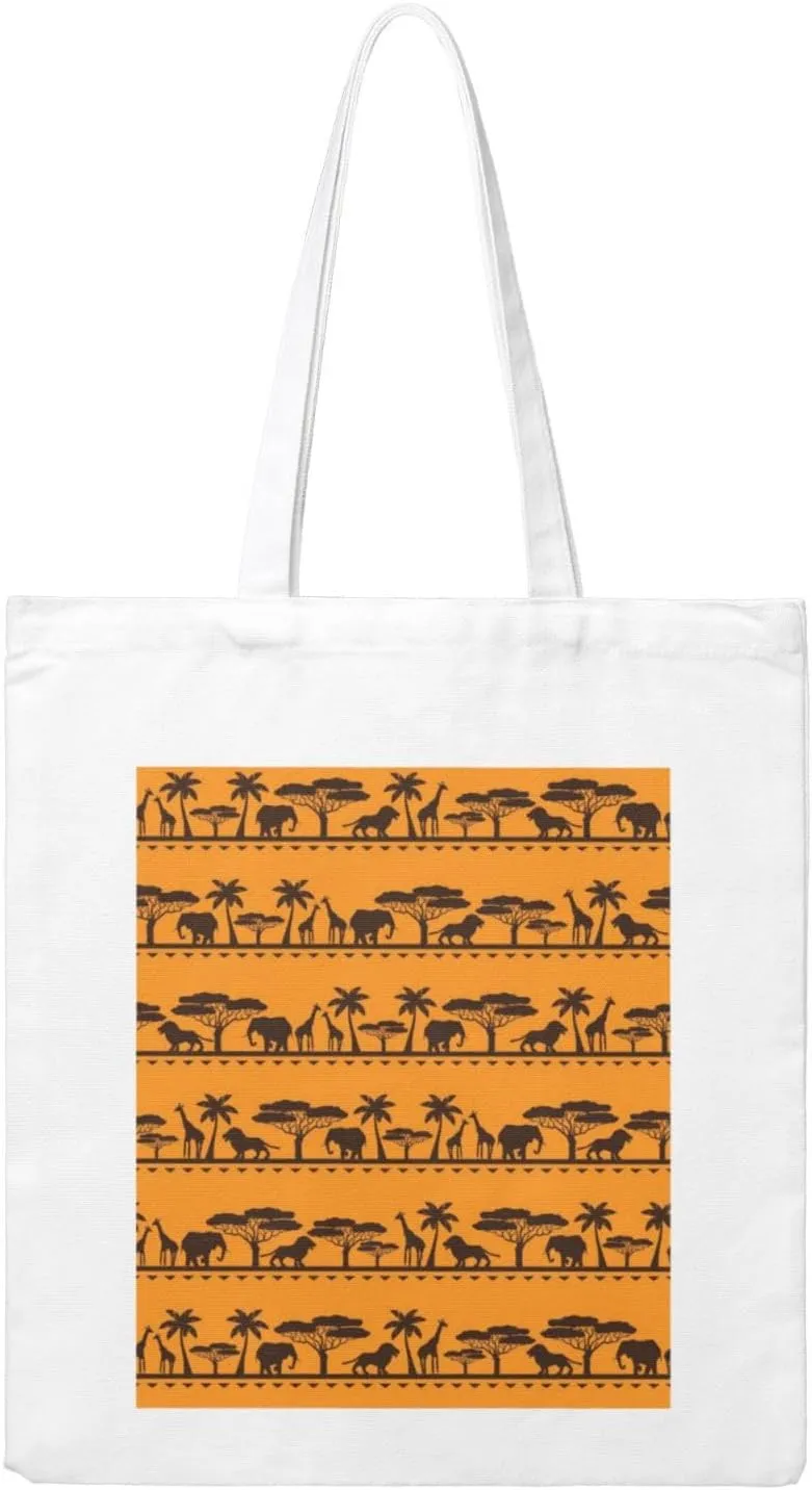 Canvas Tote Bag For Women, African Animals Reusable Shopping Bag, Large Capacity Beach Tote For Travel, Gym, Grocery & Daily Use, Casual Shoulder Handbags