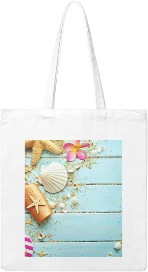 Canvas Tote Bag For Women, Beach Seashells Reusable Shopping Bag, Large Capacity Beach Tote For Travel, Gym, Grocery & Daily Use, Casual Shoulder Handbags