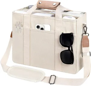 Canvas Tote Bag for Women - Crossbody Shoulder Handbag with Compartments, Everything Tote Bag for Travel, Office