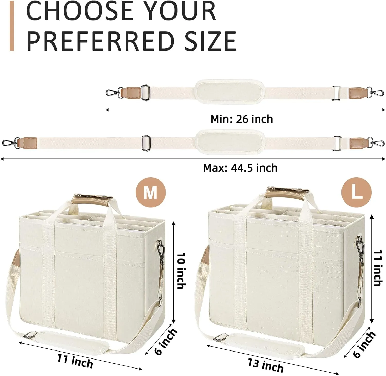Canvas Tote Bag for Women - Crossbody Shoulder Handbag with Compartments, Everything Tote Bag for Travel, Office