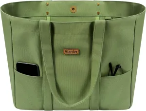 Canvas Tote Bag for Women, Large Canvas Tote Bag with 2 Front Pockets Laptop Compartment, Work, Beach, Gym Essentials