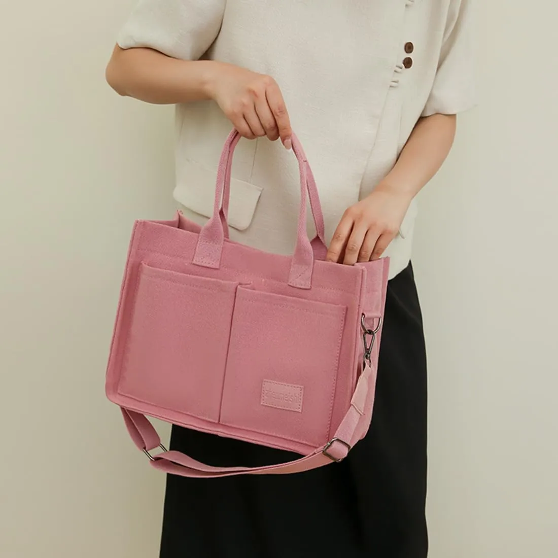 Canvas Tote Bag for Women With Pockets,Crossbody Purses Everything Everyday Hobo Shoulder Bag Handbags for Work Beach Gym