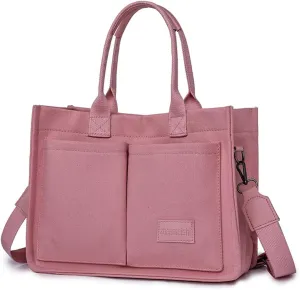 Canvas Tote Bag for Women With Pockets,Crossbody Purses Everything Everyday Hobo Shoulder Bag Handbags for Work Beach Gym