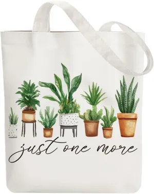 Canvas Tote Bag Plant and Words Reusable Cotton Bag for Women, Durable Cloth Shoulder Bags with Zipper Pockets for Shopping, Vacation, Work, Gym