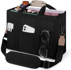 Canvas Tote Bag with Multi Pockets Crossbody Tote Bag for Women Bible Handbag Everything Tote Bags with Compartments