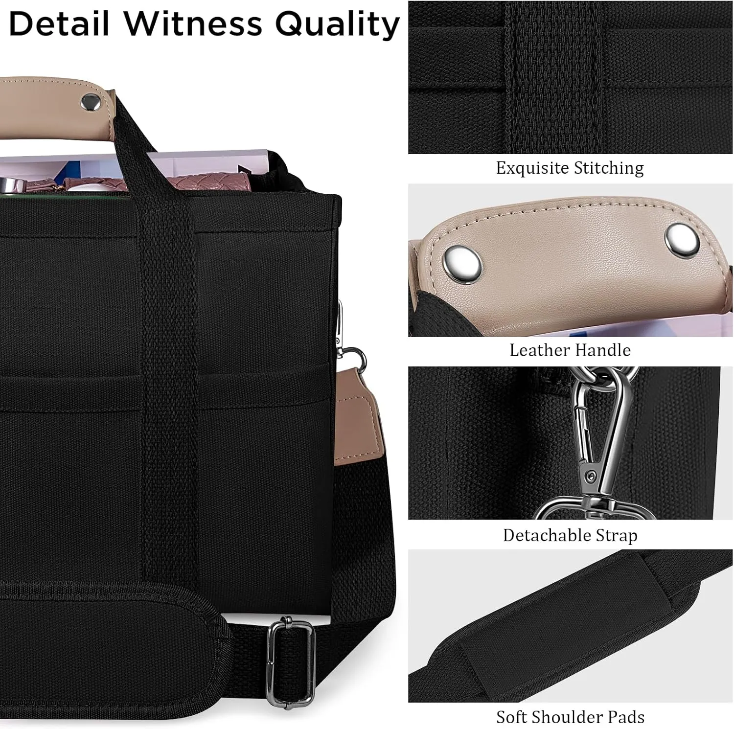 Canvas Tote Bag with Multi Pockets Crossbody Tote Bag for Women Bible Handbag Everything Tote Bags with Compartments