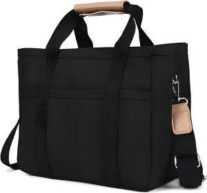 Canvas Tote Bag with Multi Pockets Durable Large Capacity Crossbody Handbag Casual Practical Shoulder Bag
