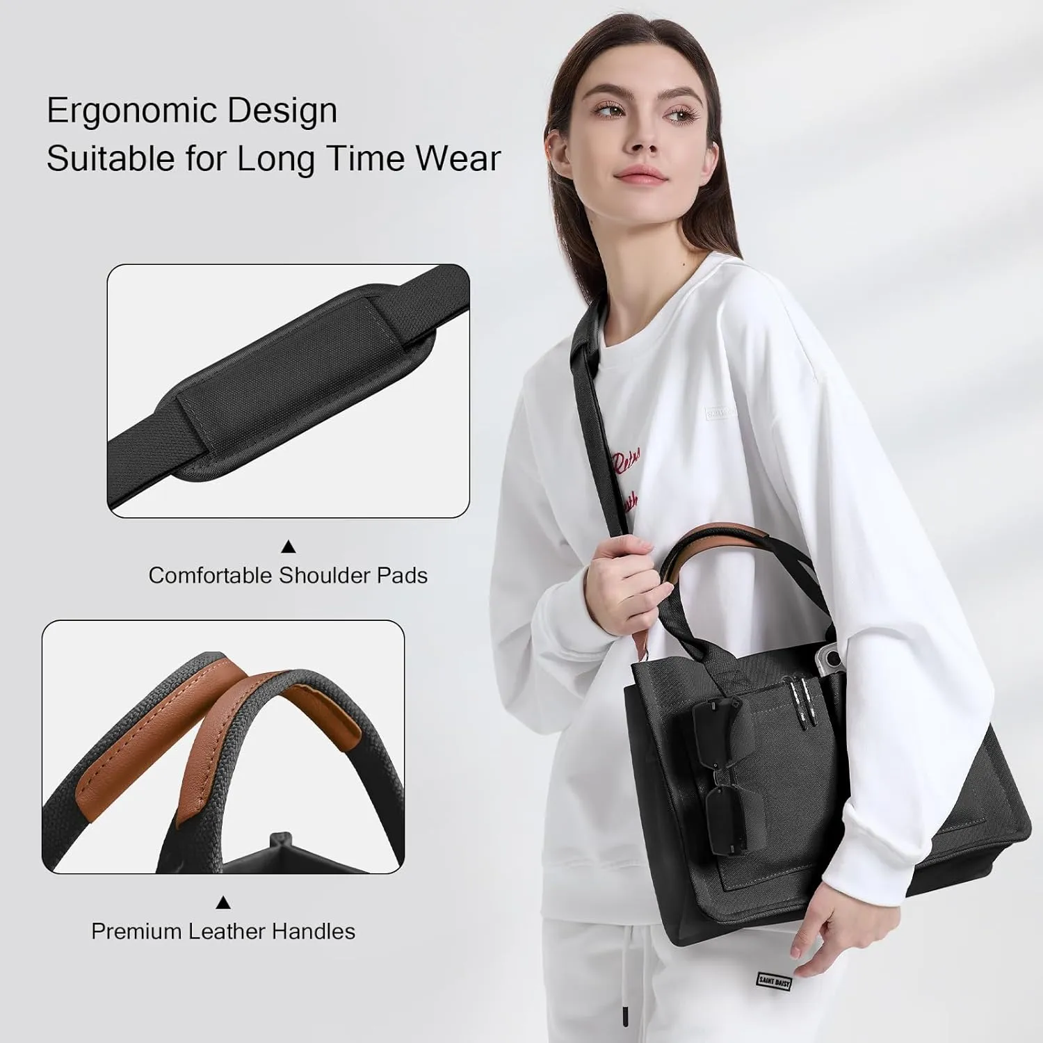 Canvas Tote Bags with Pockets - Women's Everyday Satchel Handbag