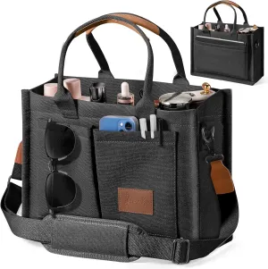 Canvas Tote Bags with Pockets - Women's Everyday Satchel Handbag