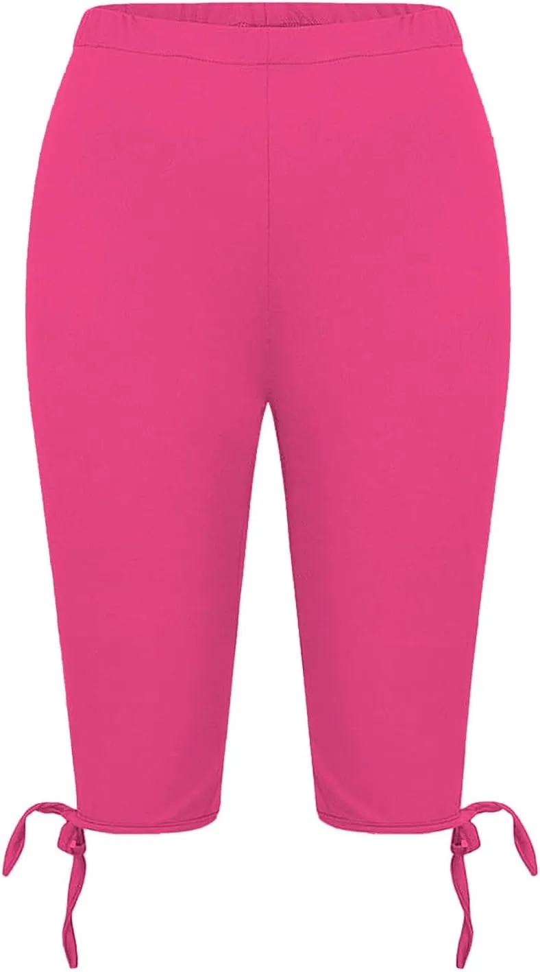 Capri Leggings for Women Tummy Control Knee Length Capri Leggings 2024 Summer Cropped Pants Casual Solid Comfy Capris