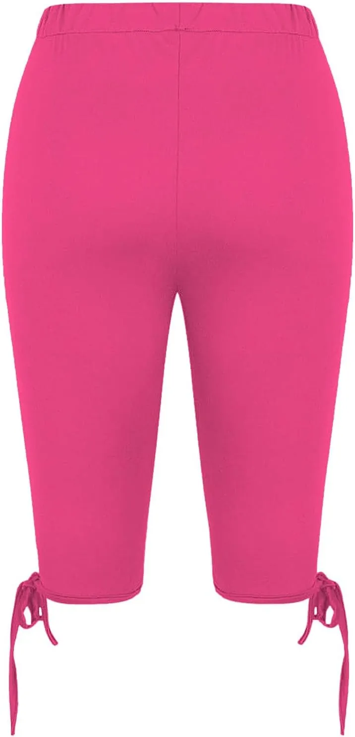 Capri Leggings for Women Tummy Control Knee Length Capri Leggings 2024 Summer Cropped Pants Casual Solid Comfy Capris