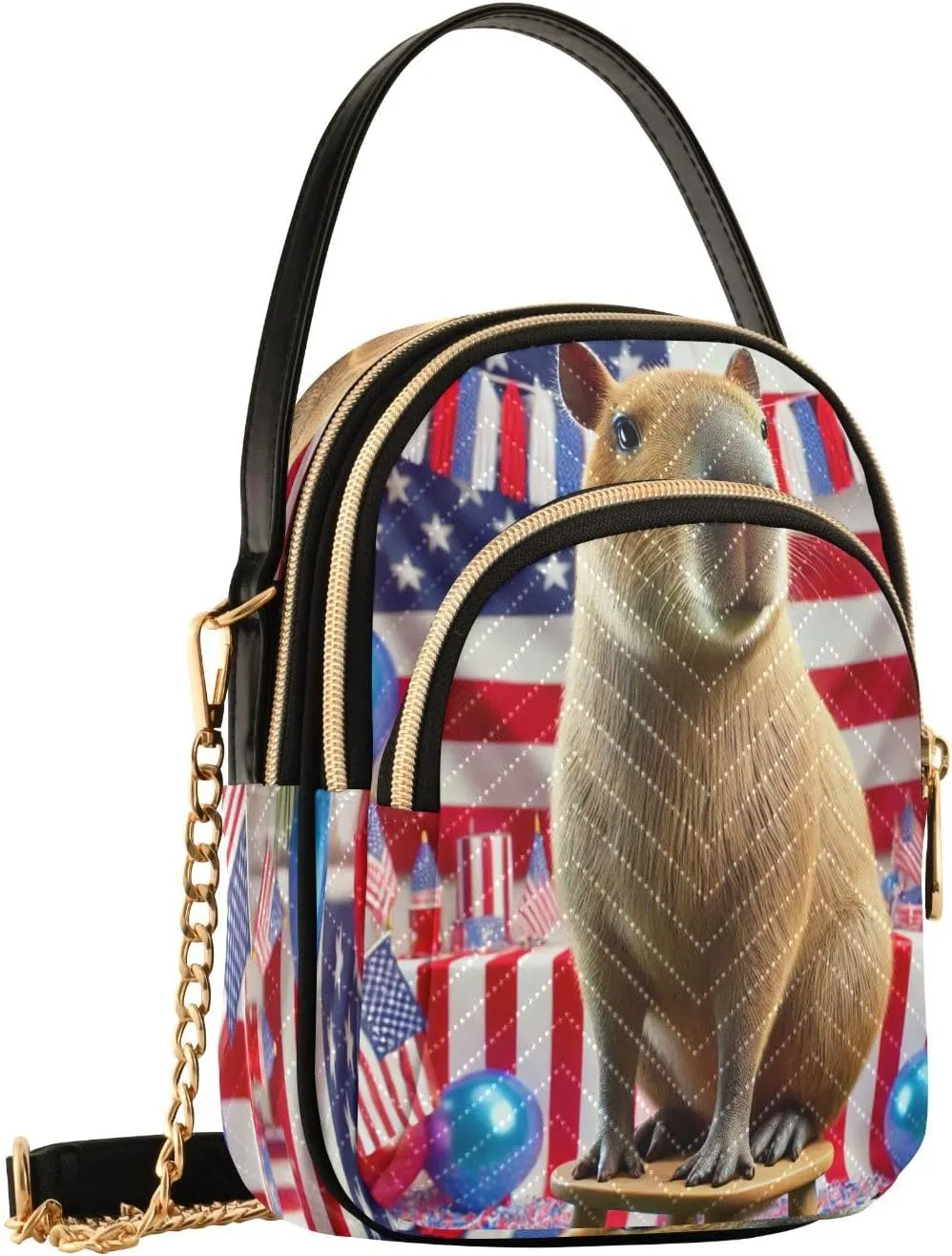Capybara Flag Balloons Crossbody Bags for Women Fanny Pack Travel Hiking Chest Bag Mini Purse with Zip