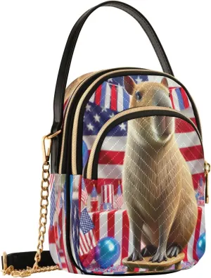 Capybara Flag Balloons Crossbody Bags for Women Fanny Pack Travel Hiking Chest Bag Mini Purse with Zip