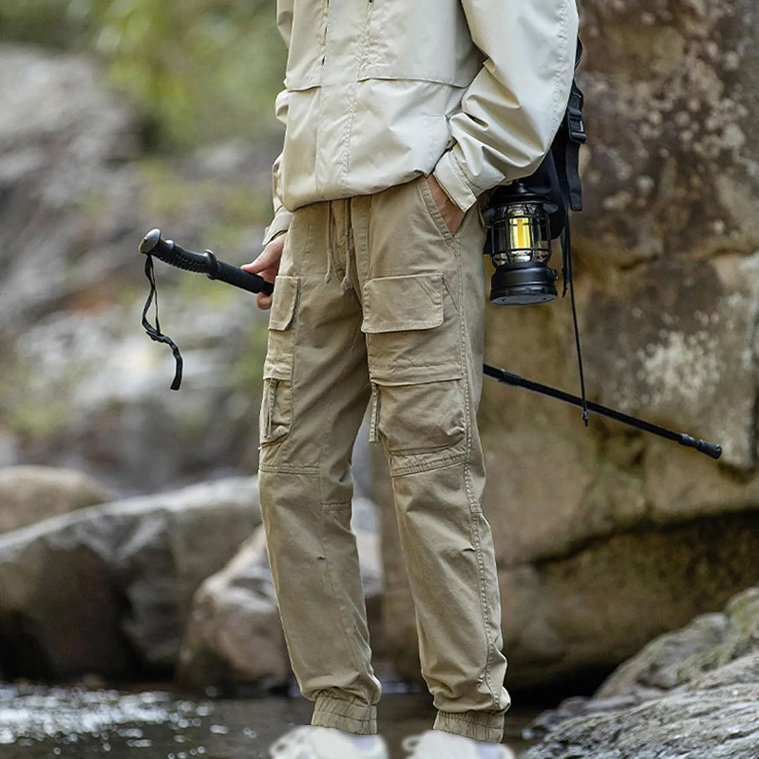 Cargo Jeans for Men Slim Fit Straight Leg Tactical Pants Rugged Flex Relaxed Fit Canvas Cargo Work Pant Ripstop Pant