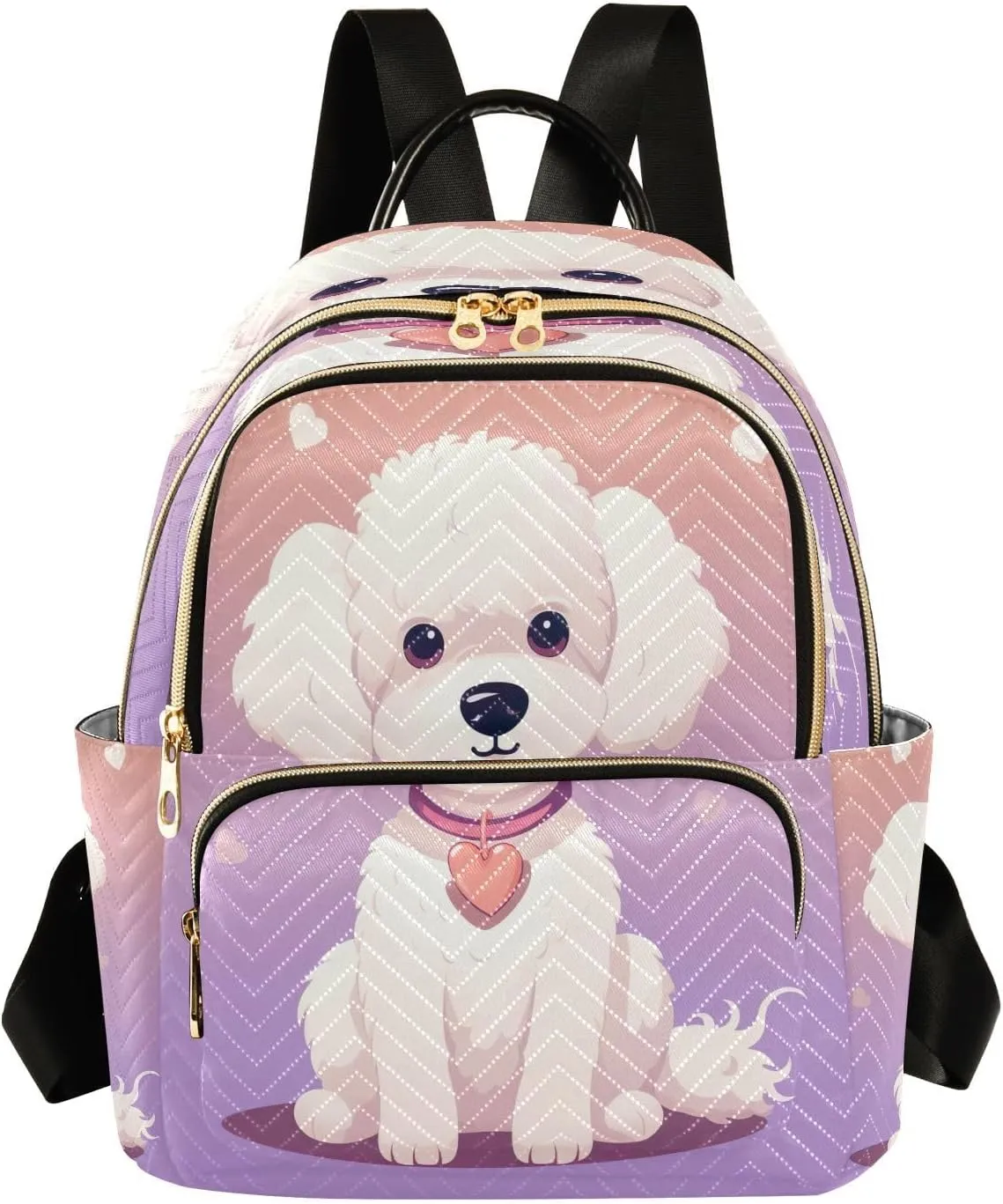 Cartoon Poodle Backpack Purse for Women Fashion Small Mini Daypack Purse for Lady Anti-theft Shoulder Bag Back Pack Weekend Bag
