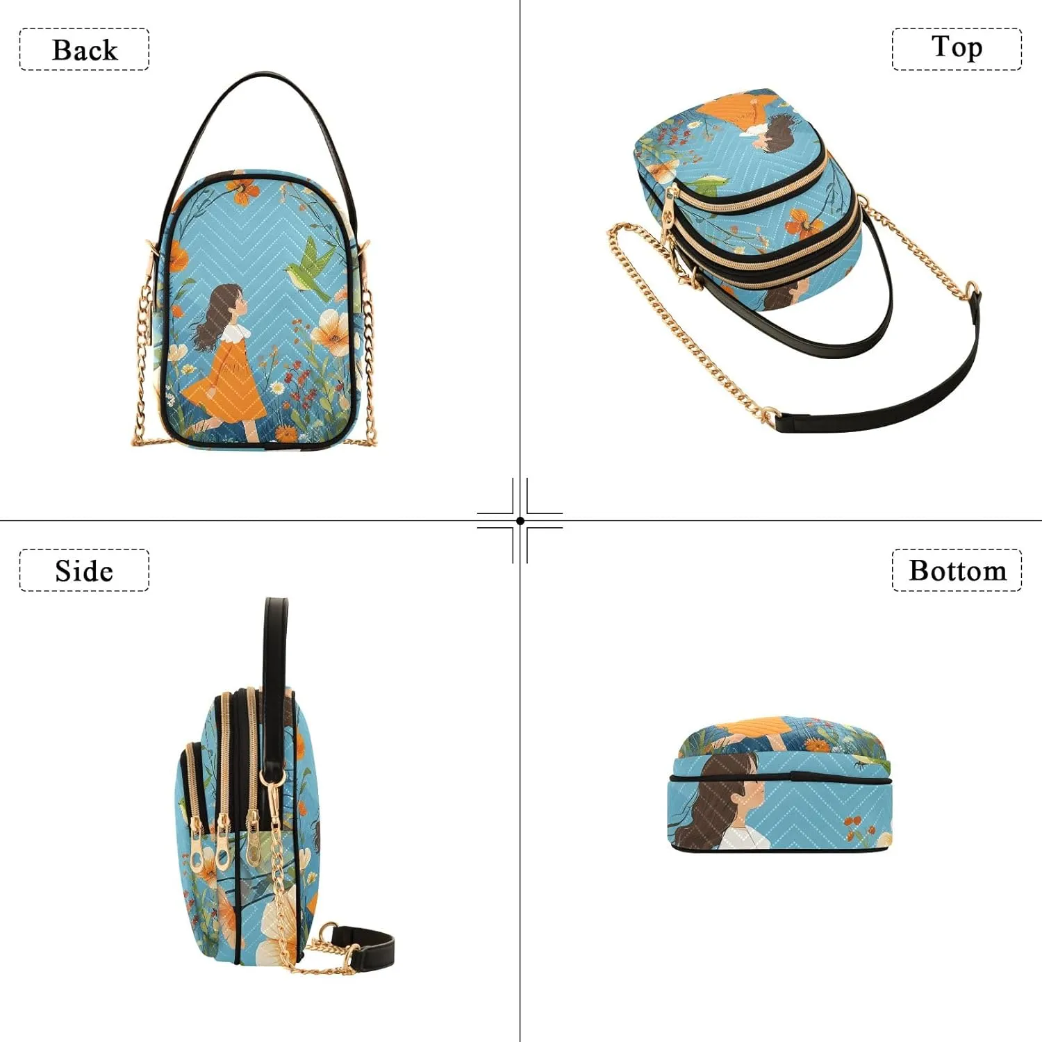Cartoon Quilted Crossbody Bag Small Shoulder Purse Women's Handbags Phone Purse with Chain