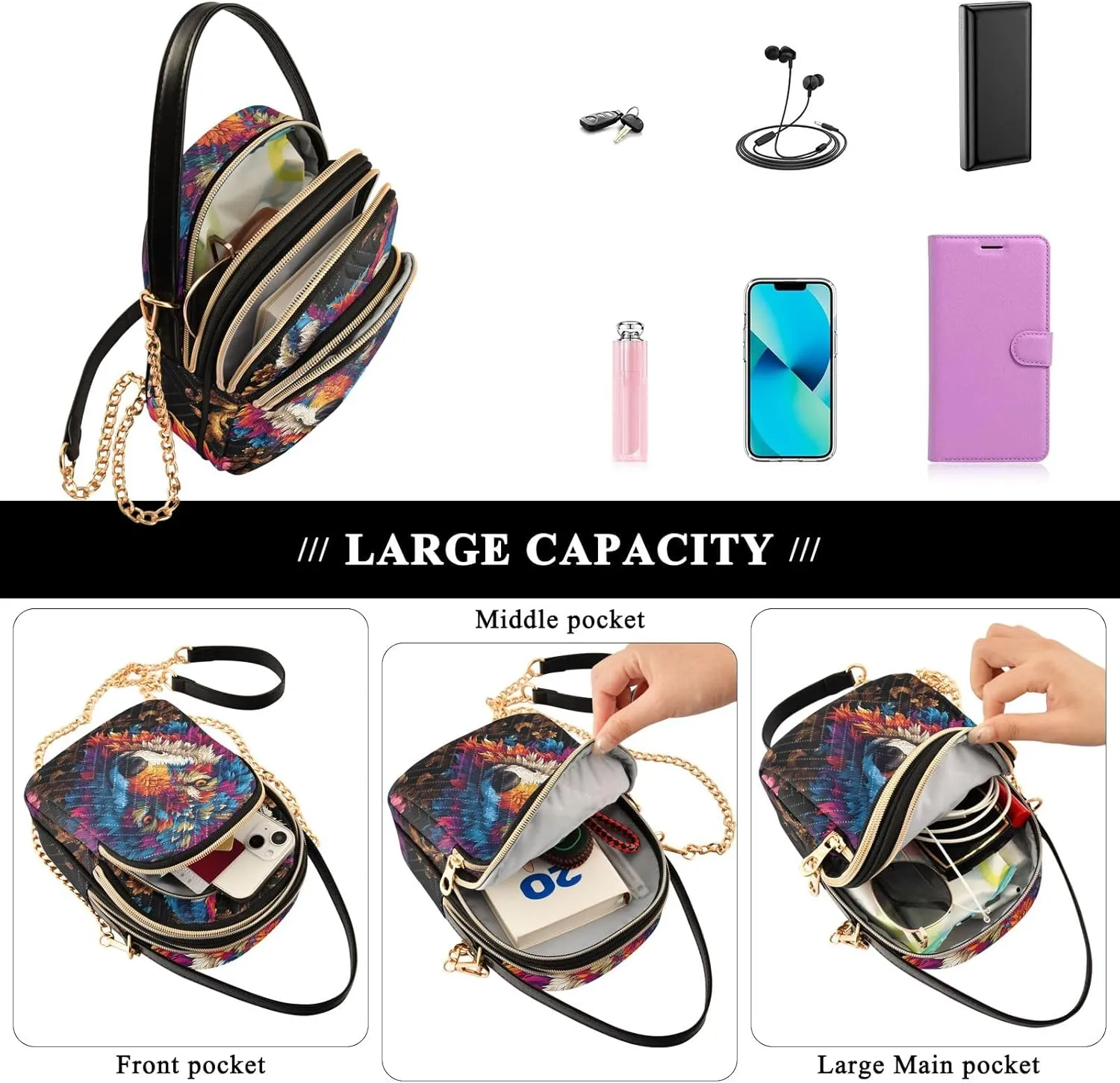 Cartoon Quilted Crossbody Bag Small Shoulder Purse Women's Handbags Phone Purse with Chain