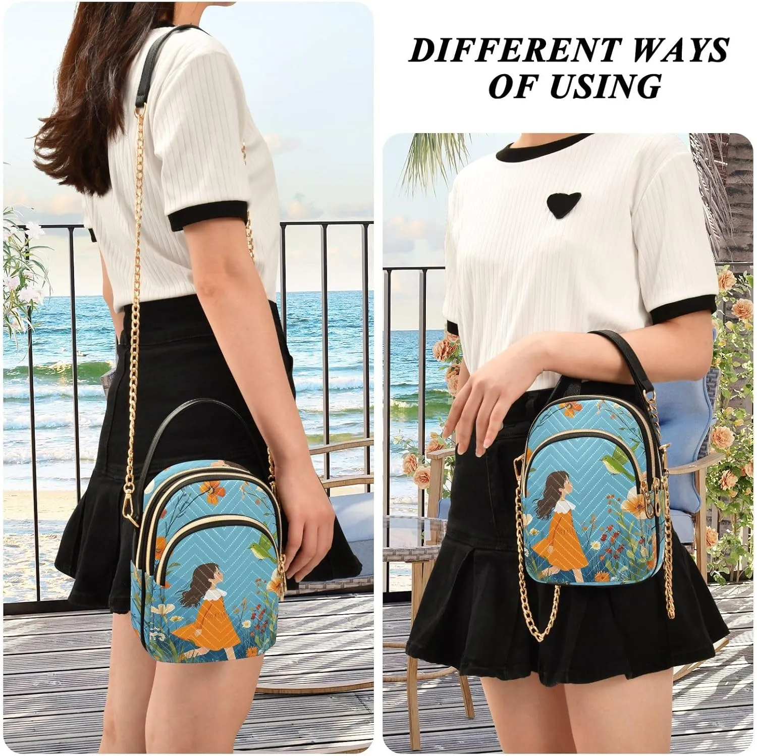 Cartoon Quilted Crossbody Bag Small Shoulder Purse Women's Handbags Phone Purse with Chain