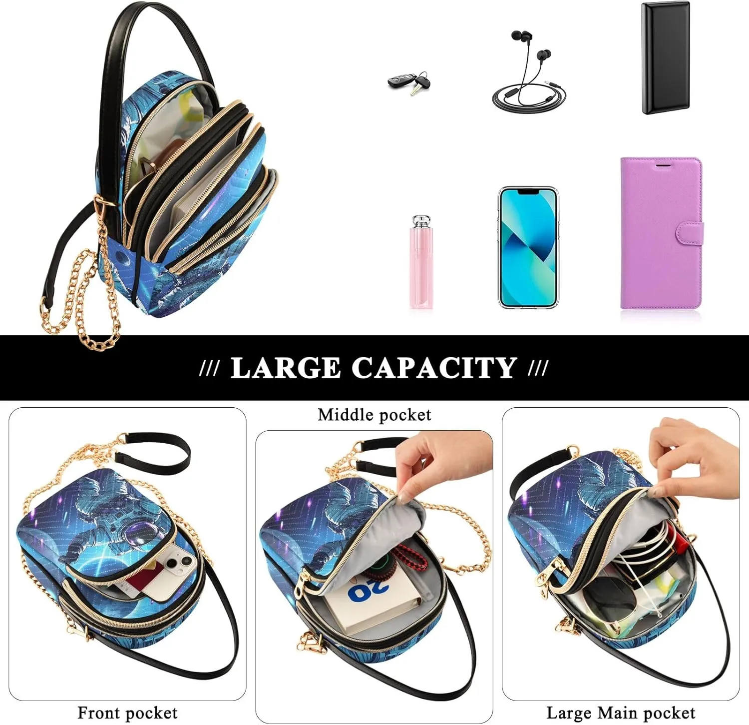 Cartoon Small Handbag Crossbody Bag for Women Quilted Bags Shoulder Purse Phone Wallet Chain Bag
