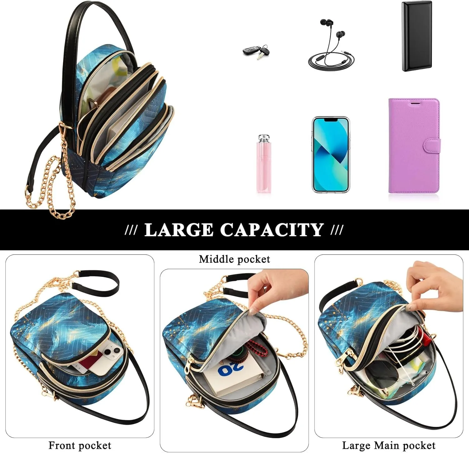 Cartoon Small Handbag Crossbody Bag for Women Quilted Bags Shoulder Purse Phone Wallet Chain Bag