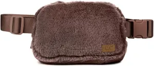 C.C Faux Fur Fanny Pack For Women Unisex - Fuzzy Daily Waist Crossbody Belt bag With Adjustable Strap (Mocha)