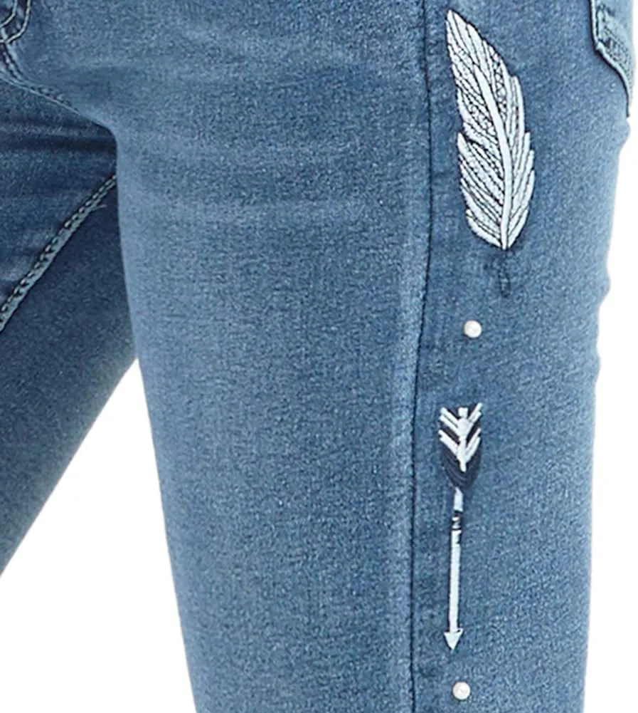 cffvdiz Embroidered Bootcut Jeans for Women