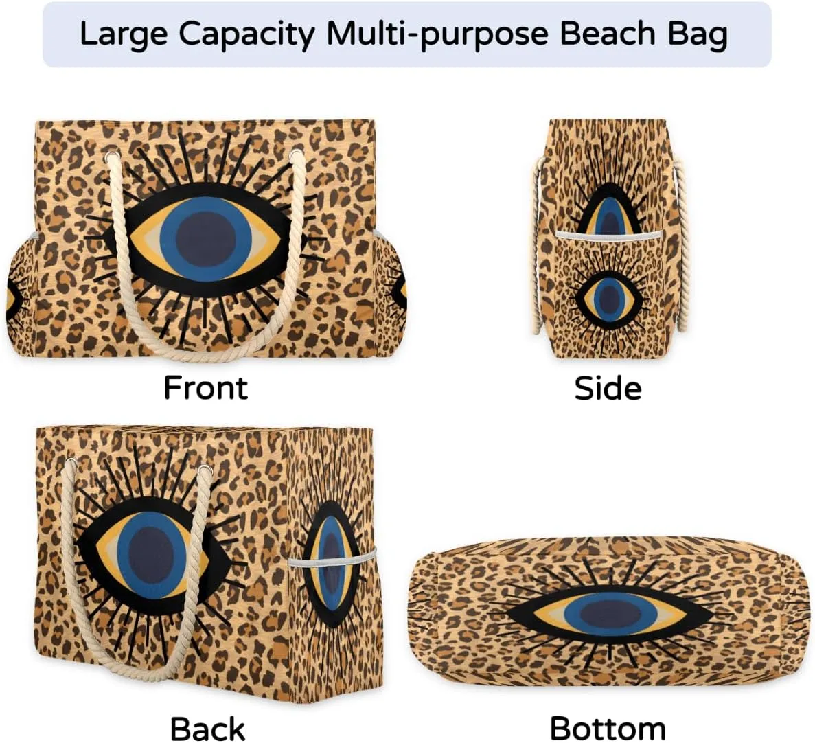 cfpolar Beach Bag Large Beach Tote Bag Travel Tote Bags Top Zipper Closure Pool Bag