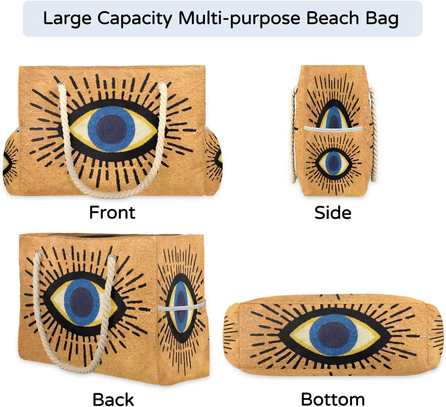 cfpolar Beach Bag Large Beach Tote Bag Travel Tote Bags Top Zipper Closure Pool Bag