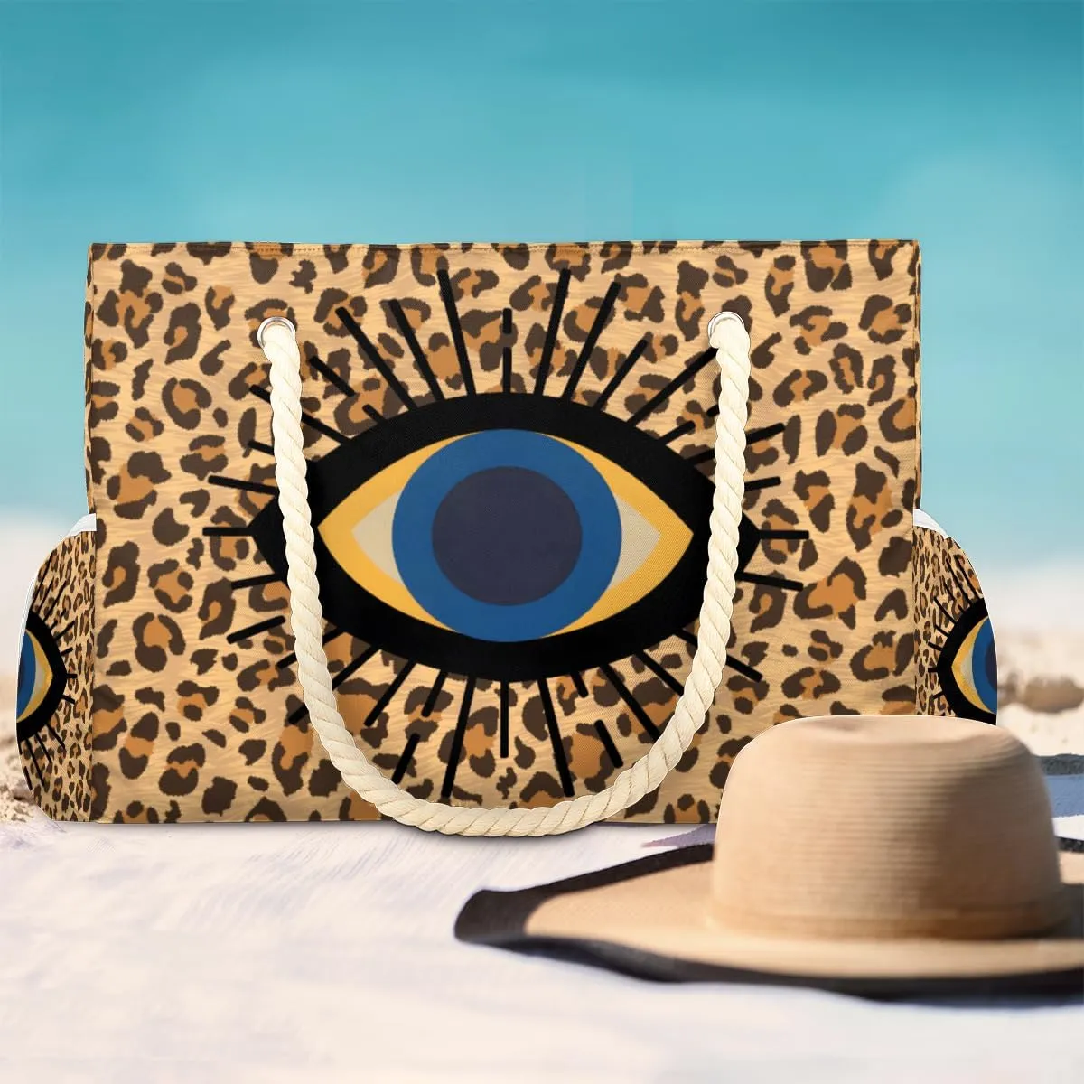 cfpolar Beach Bag Large Beach Tote Bag Travel Tote Bags Top Zipper Closure Pool Bag