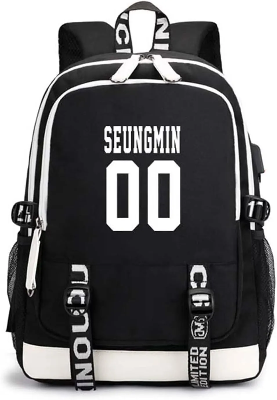 CHAIRAY Skz Canvas Backpack with USB Charging Port Hyunjin Jisung Felix Bangchan and Seungmin Knapsack