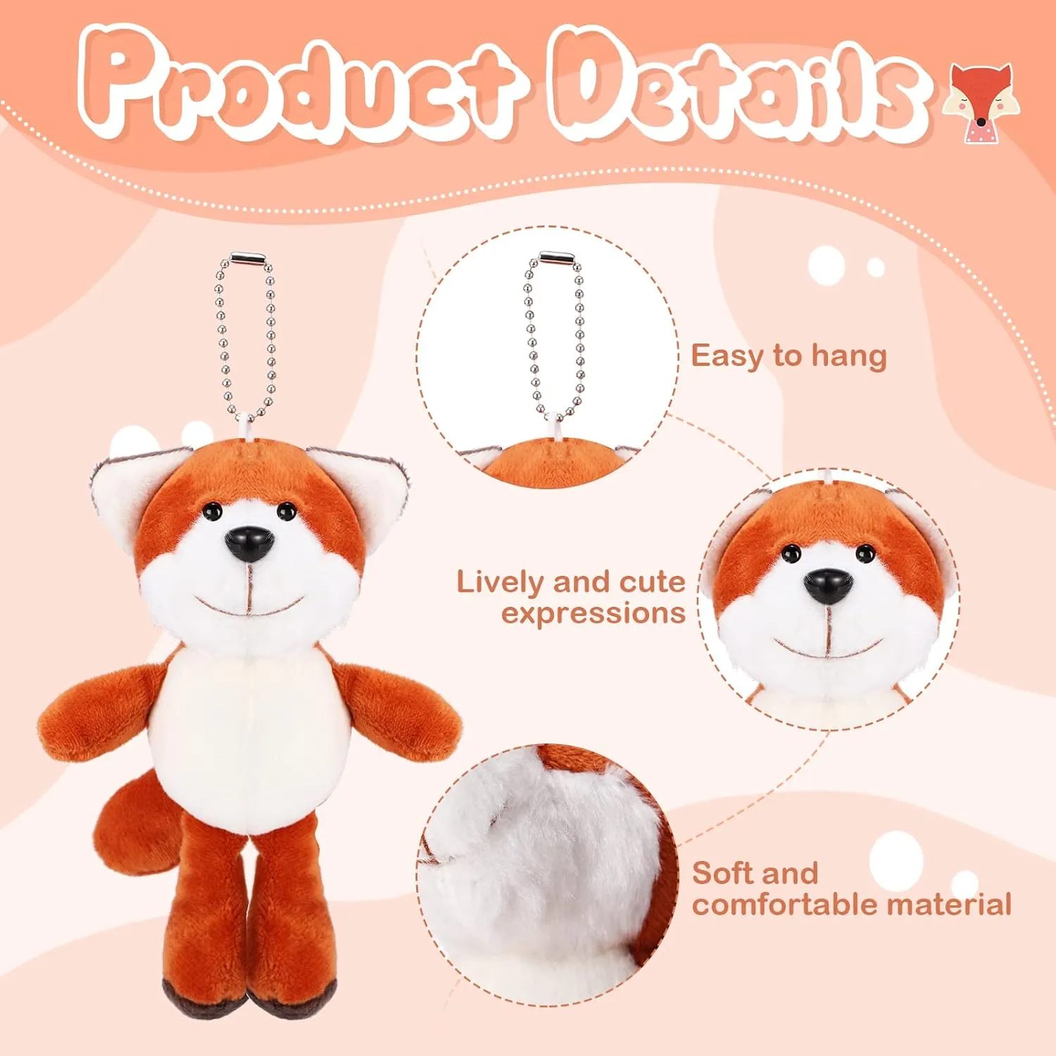 Chalyna 12 Pcs Cute Stuffed Animal Toy 4 Inch Mini Plush Turtle Puppy Dog Pig Ornaments Stuffed Doll Keychain Handbag Pendant for Birthday Party Favors DIY Home Decoration (Fox Style)