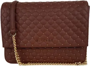 Chic Quilted Calfskin Shoulder Bag with Women's Studs, Brown