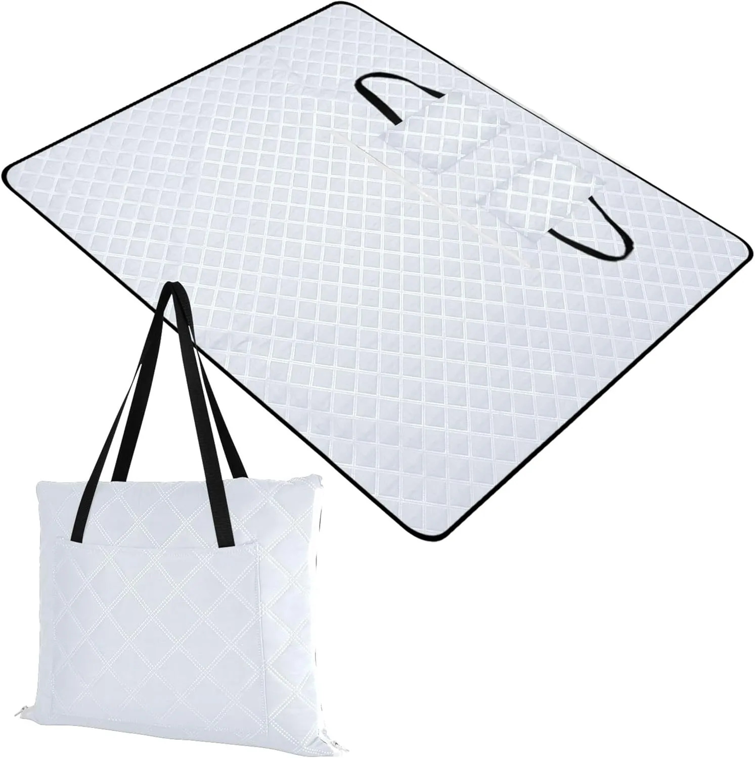 CHIFIGNO Alice Blue Sand Proof Beach Blanket Waterproof Cute Picnic Blankets Foldable Floral Camp Blanket for Grass 80" x 60"