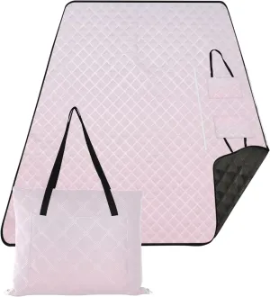 CHIFIGNO Cute Pink Gradient Foldable Picnic Blankets Large Beach Blanket Waterproof Sandproof Print Outdoor Mat for Camping 80" x 60"