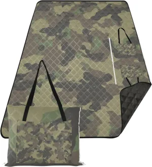 CHIFIGNO Green Camouflage Grey Waterproof Beach Blanket Sand Proof Picnic Accessories Foldable Outdoor Camping Grass Mat 80" x 60"