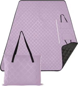 CHIFIGNO Lilac Lavender Beach Mat Waterproof Sandproof, Print Camping Blankets for Grass Foldable Picnic Blanket Cute, 80" x 60"