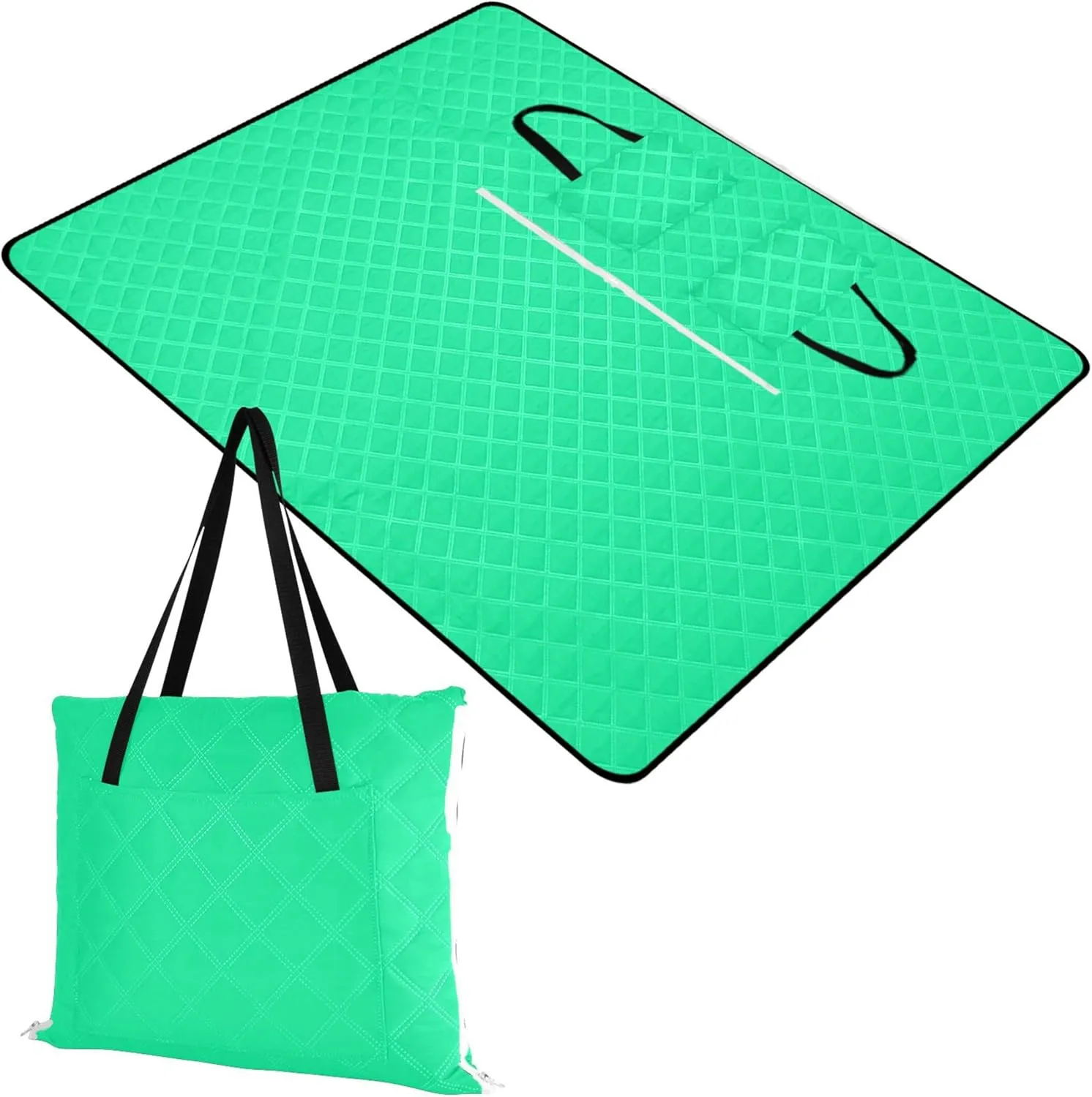 CHIFIGNO Medium Spring Green Beach Blankets Waterproof Sandproof Foldable Picnic Blankets Large Floral Camping Blanket for Grass 80" x 60"