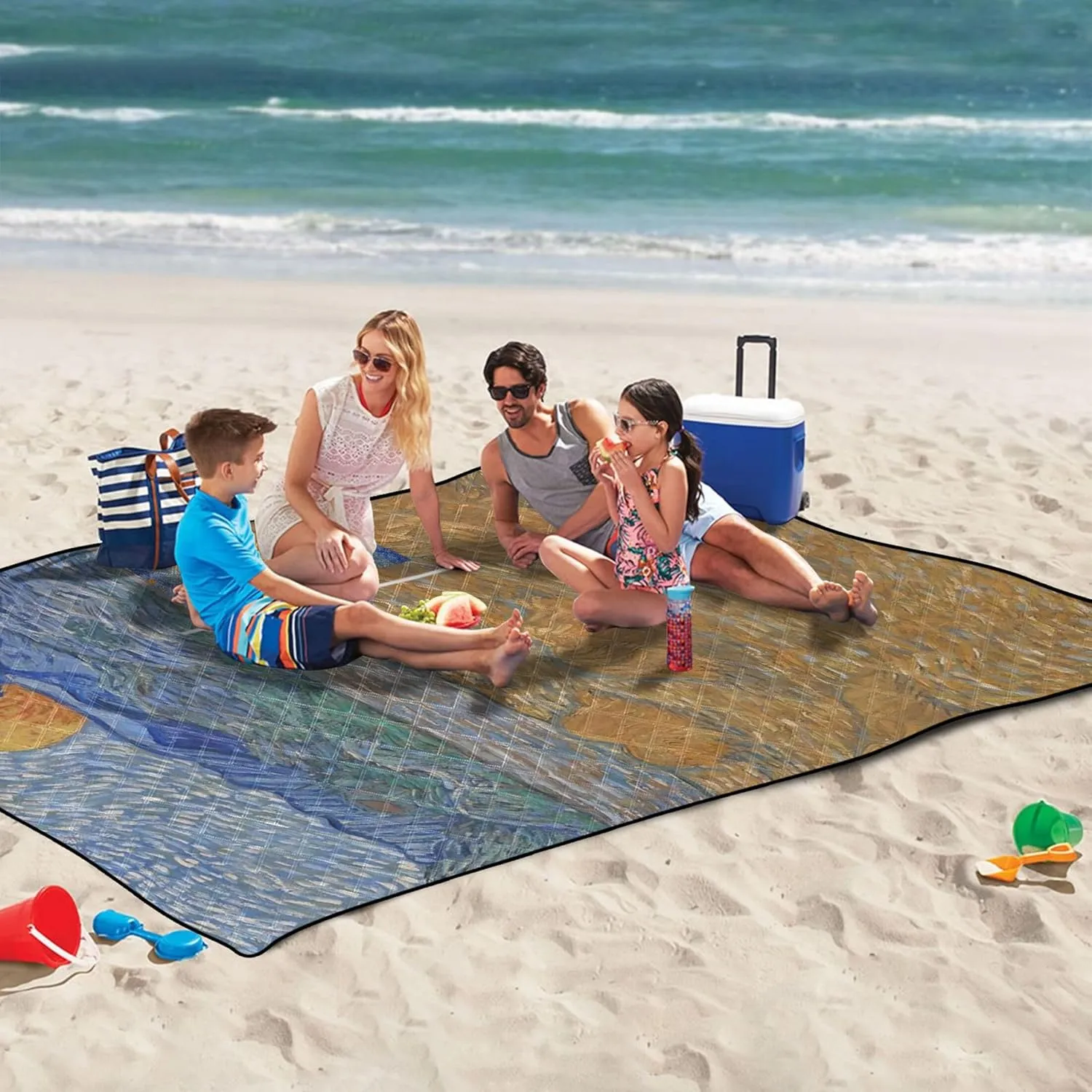 CHIFIGNO Vincent Vangogh Wheat Field Sand Free Beach Blanket Waterproof Cute Picnic Essentials Foldable Outdoor Playmat Camping Blanket 80" x 60"