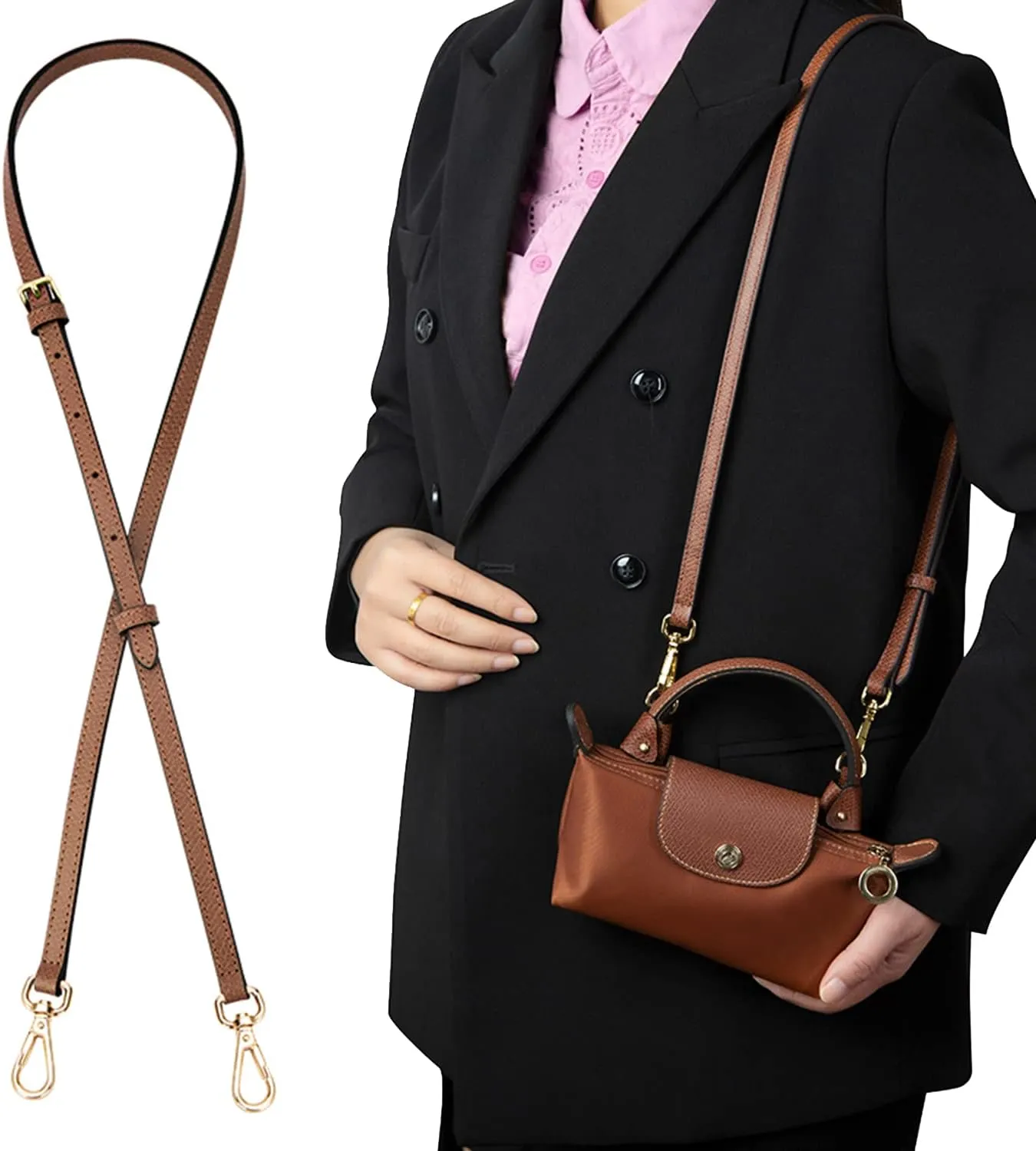 Chispee Bag Strap Set Leather Shoulder Strap Set Bag Transformation Purse Strap Extender Leather Purse Straps Replacement for Crossbody Bag (Dark Green