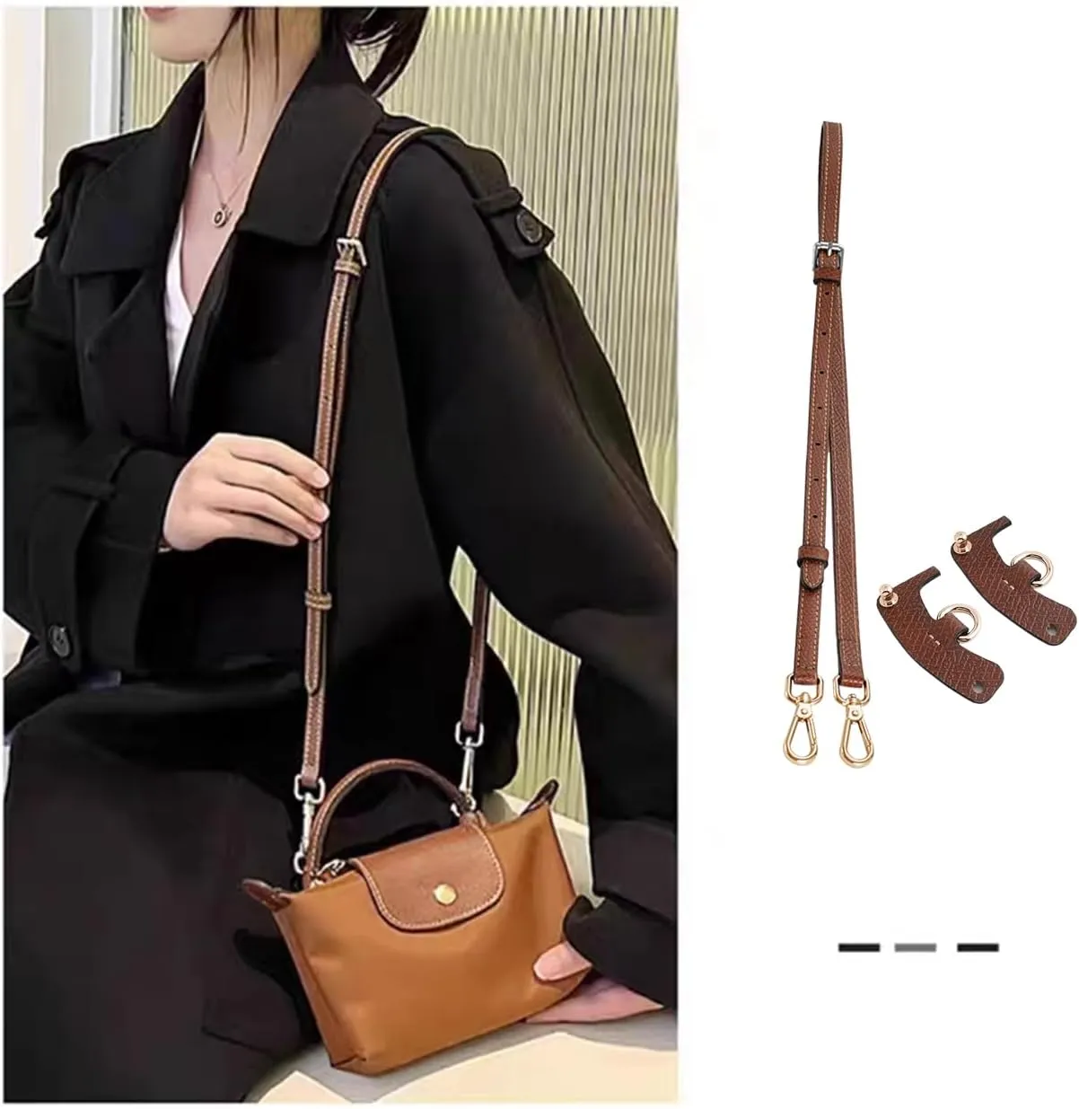 Chispee Bag Strap Set Leather Shoulder Strap Set Bag Transformation Purse Strap Extender Leather Purse Straps Replacement for Crossbody Bag (Naked Pink
