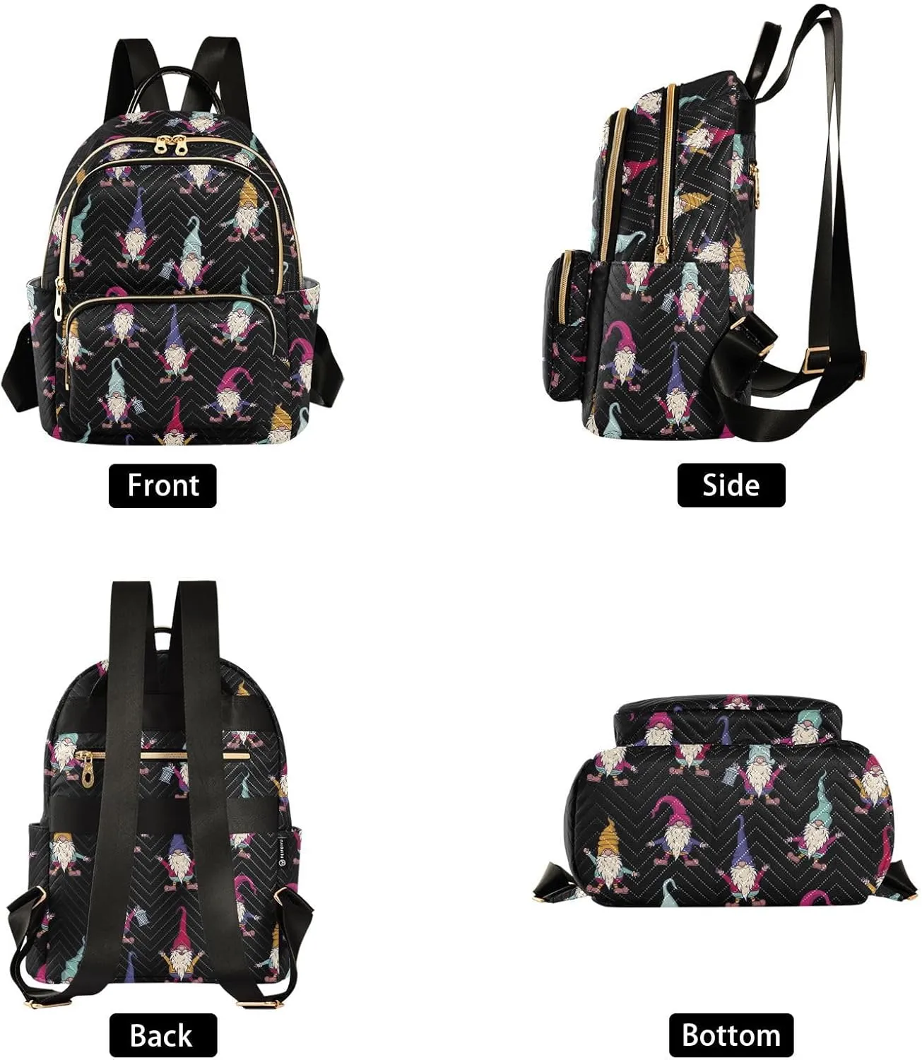 Christmas Gnome Mini Backpack for Women, Travel Backpack Purse for Ladies Fashion Shoulder Bag Daypack Travel Bag