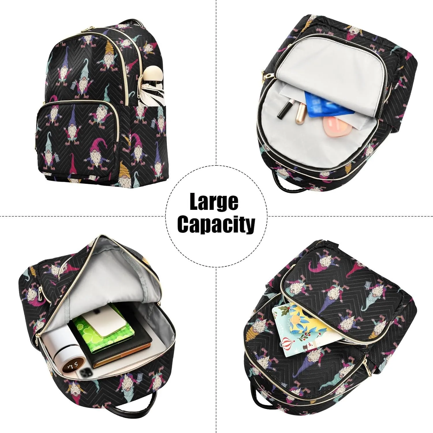 Christmas Gnome Mini Backpack for Women, Travel Backpack Purse for Ladies Fashion Shoulder Bag Daypack Travel Bag