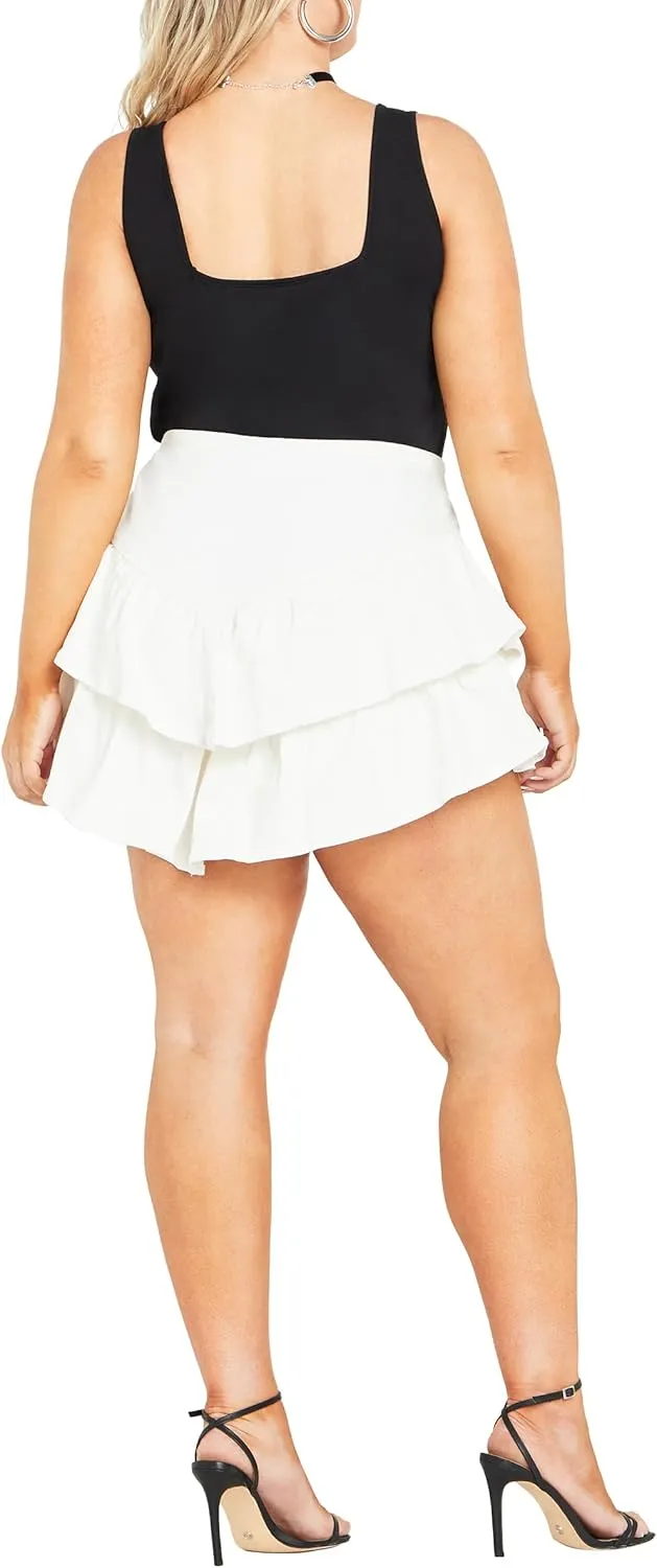 City Chic Women's Amina Frill High Waist Mini Short